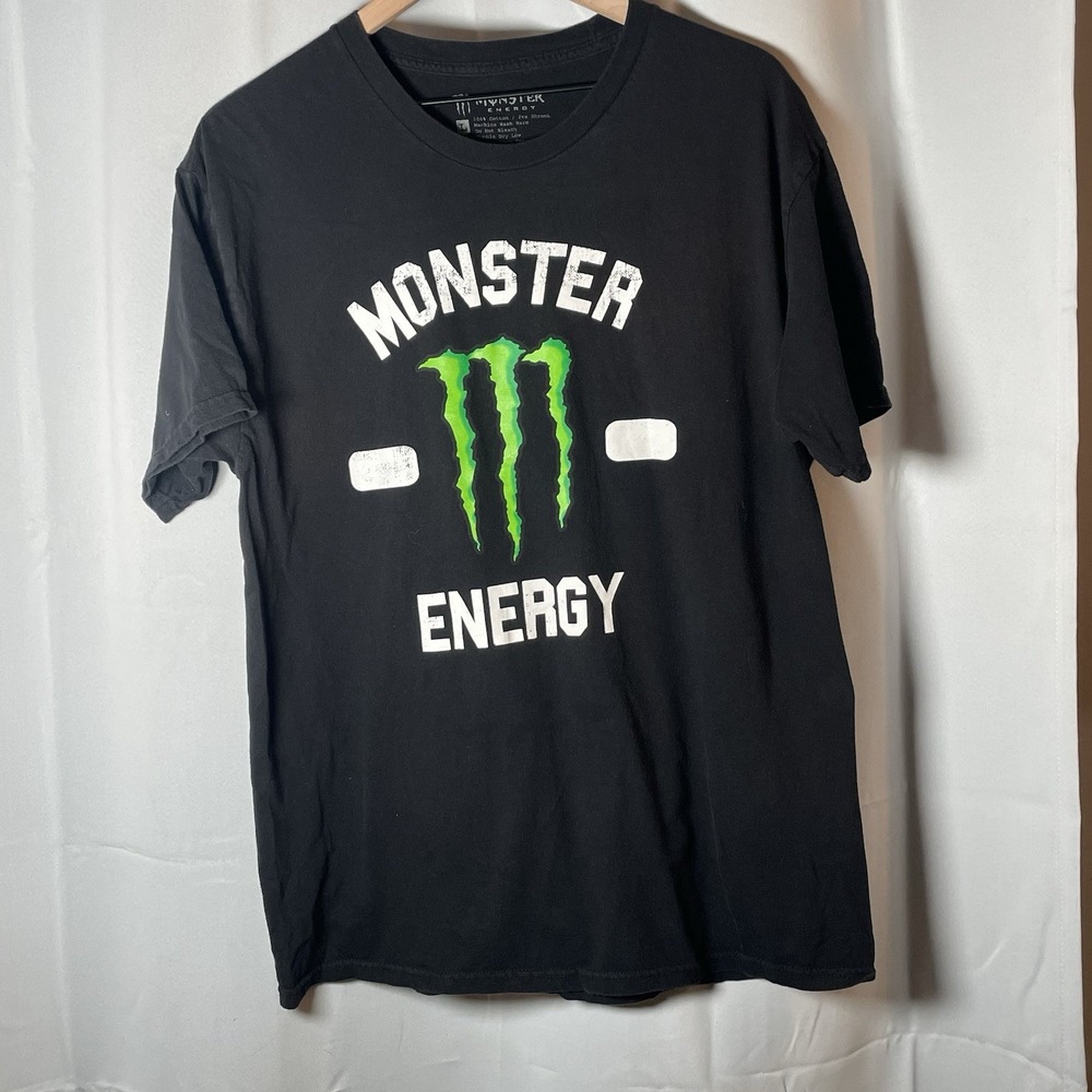 Monster‎ Energy T Shirt Mens Large Distressed Logo 100% Cotton Pre Shrunk